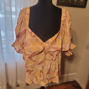 🍒5for$10 Nine West orange cropped blouse. Sz 3X